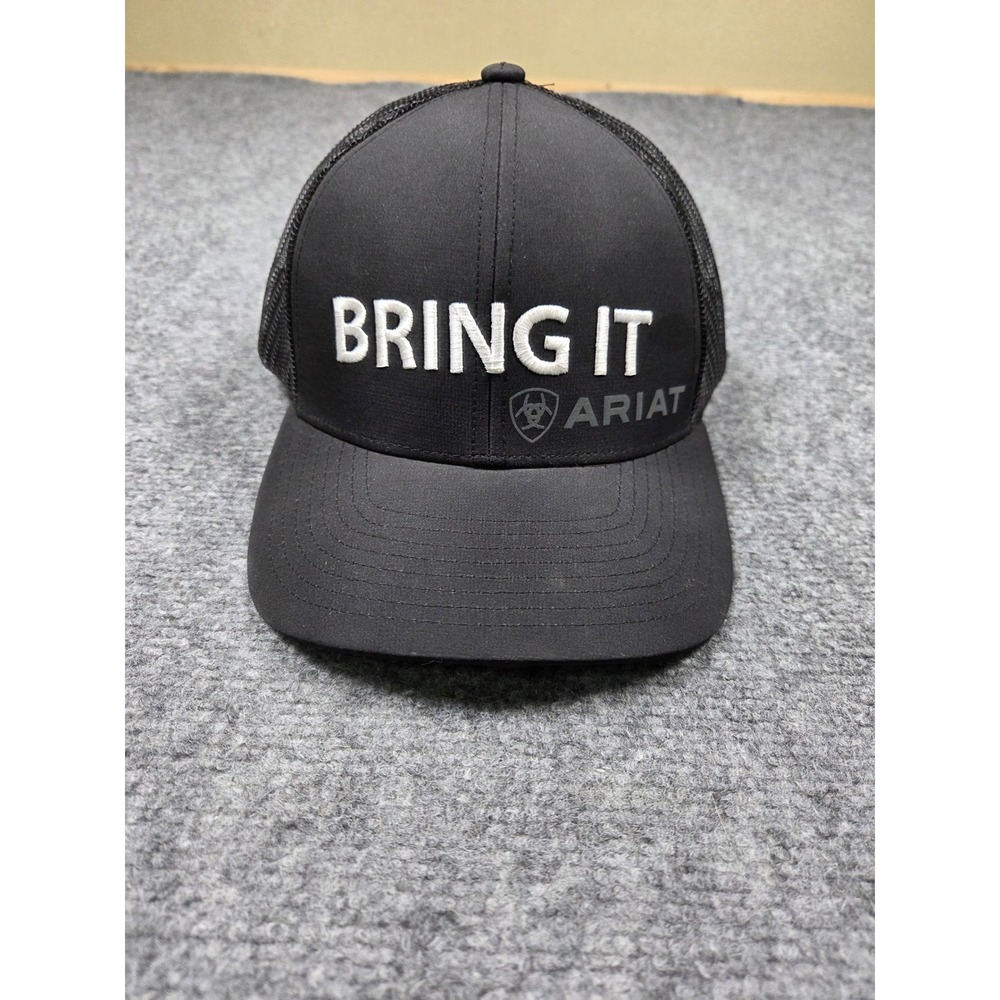 Ariat Trucker Hat Mens OSFA Black Bring It Logo Mesh Snapback Cap